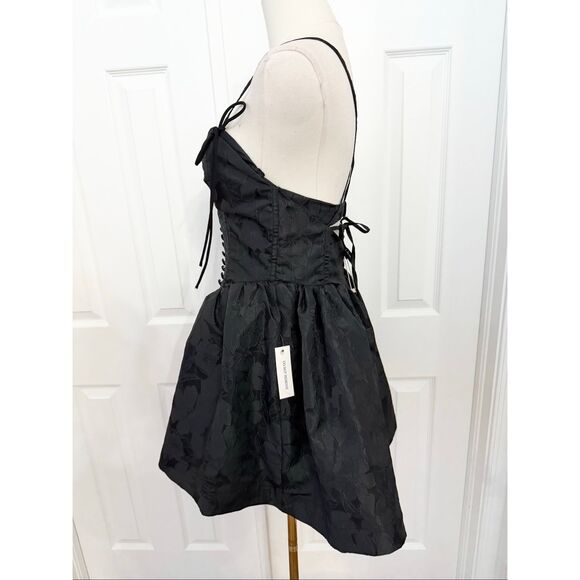 For Love and Lemons Womens Black Floral Jacquard Faith Mini Dress Small NWT - Picture 4 of 6